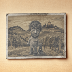 Illustration of an old photo of an immigrant boy from the 1800s.