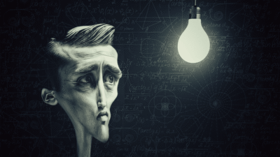 Illustration for the projection artist Oddtoe showing a caricature of a man gazing into a bright lightbulb
