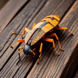 Prop designer's of a wooden bug used in a horror film