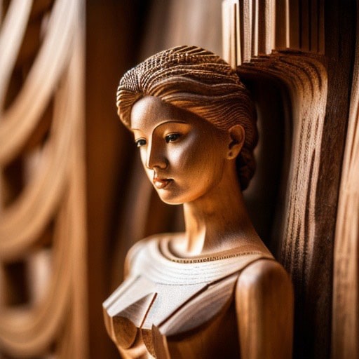 Image of a female wooden statue used as a prop in a historical drama