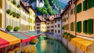 Annecy Festival 2024 city illustration of the site of the Worlds Best Animation Conferences