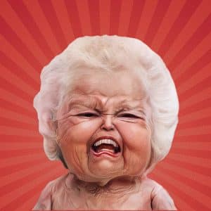 Illustrated image of a woman humorously screaming