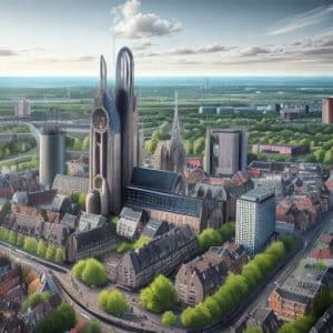 Aerial view of Eindhoven, home of the In Motion animator's festival