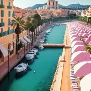 City illsutration of Cannes, France, showing the location of 2024's MIPCOM animation conference