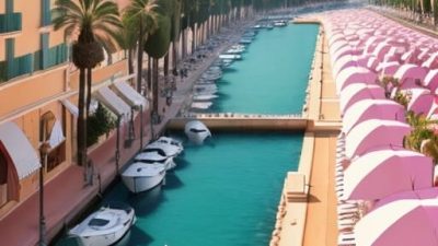 City illsutration of Cannes, France, showing the location of 2024's MIPCOM animation conference