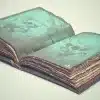 Ancient book showing funny TV series characters in animation.