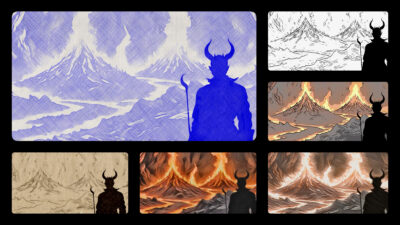 Generative AI animation agency's mood board & animator stills for a client - Oddtoe