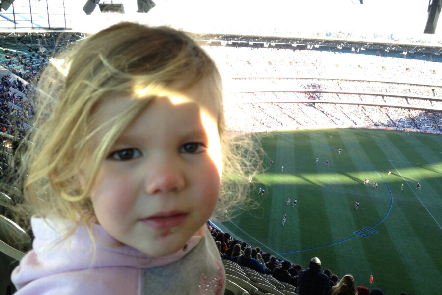 Sylvie & Dad at the Footy