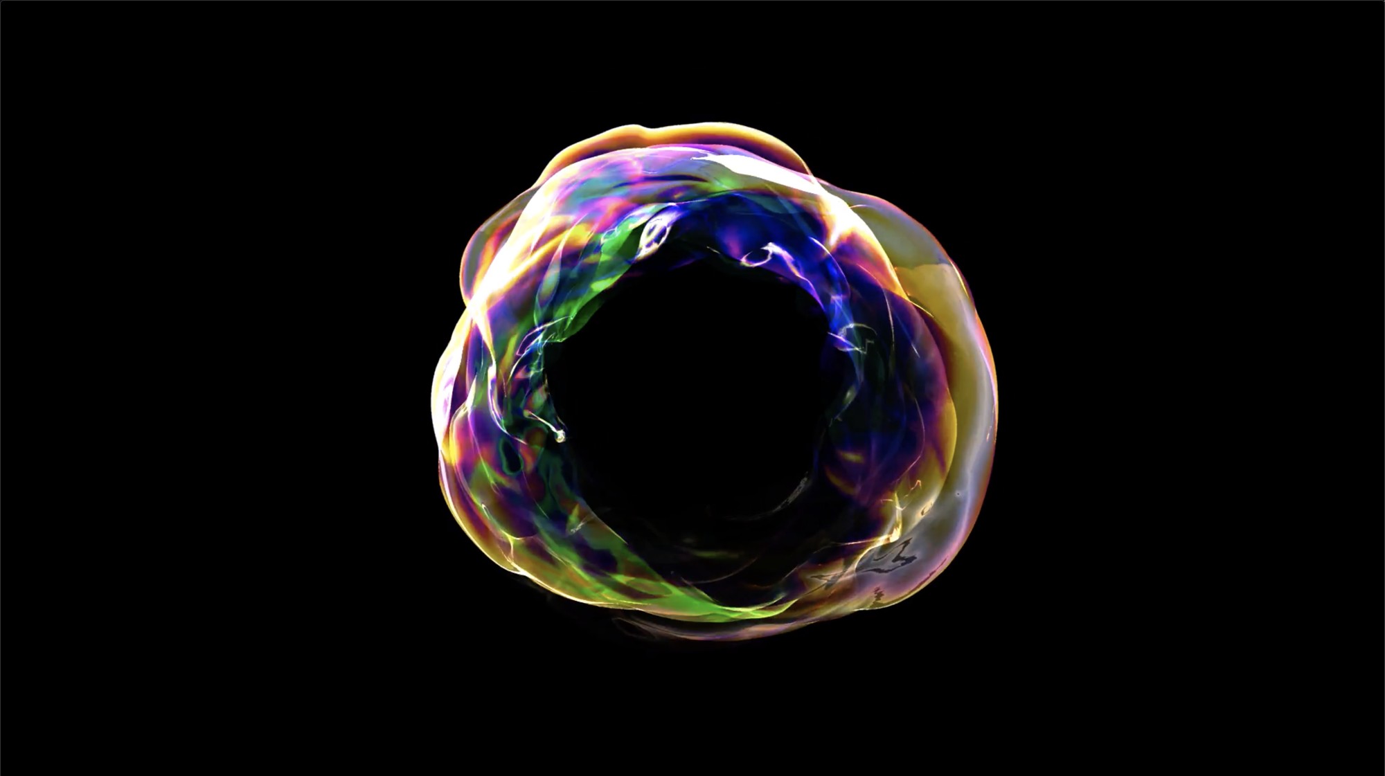 Iridescent voice bubble in its resting breathing state, projected into the baobab sculpture Iridescent voice bubble in its resting breathing state, projected into the baobab sculpture