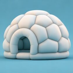 Concept render of a small white inflatable dome with an arched entrance