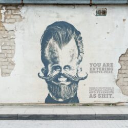 Wall art mural by Oddtoe on the theme of Melbourne’s Brunswick and Fitzroy hipster neighbourhoods