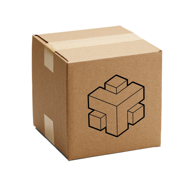 Cardboard box printed with 3D cubes Cardboard box printed with 3D cubes: the visualisation stage of an Oddtoe publicity stunt package