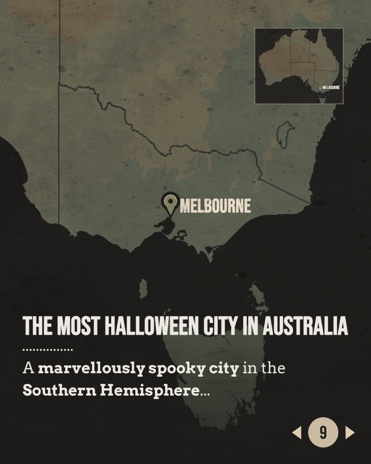 Map slide titled The Most Halloween City in Australia.